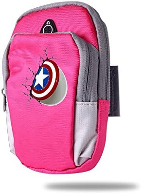 AIJFW Captain America Shield Logo Outdoor Sports Armband, Multifunctional Pockets Arm Bag Zipper Bag Gym Running Sport Workout Armband For Running Trekking Hiking Cycling Mounting Strolling Armband