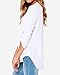 Face N Face Women's Summer V Neck Solid Loose Casual Cuffed Long Sleeve Blouses Large White