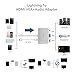 Lightning to HDMI VGA Audio Adapter Converter Cable, iPhone 5 6 6S 7 Plus iPad iPod to Projector Monitor TV - Silver (HDMI/VGA)