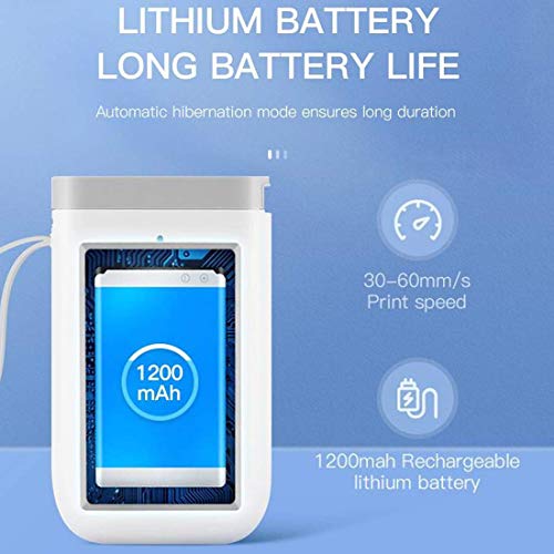 Portable Mini Handheld Thermal Label Printer, Wireless Bluetooth Label Maker USB Rechargeable for Office Home Store Organization (White, 1 Roll Paper)