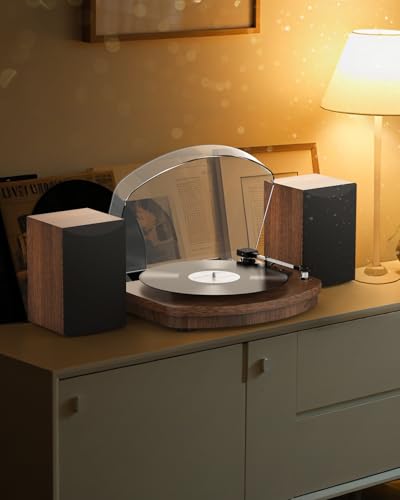 Vinyl Turntable with Two Stereo Speakers, Wireless Belt Drive Turntable 3 Speeds AT-3600L Cartridge Vintage RCA Output
