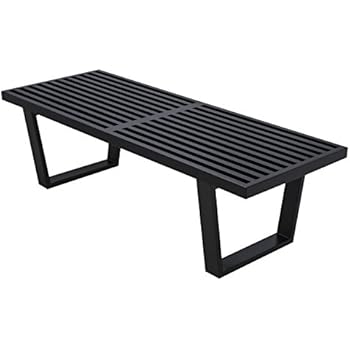 LeisureMod Mid-Century George Nelson Style Platform Bench in 5 Feet (Black Wood)
