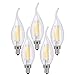 LUMINOSUM Dimmable LED Candelabra Bulb 4W, 40W Equivalent, Classic Edison Style C35T Flame Tip, E12 Base, Soft White 2700K, 5-Pack