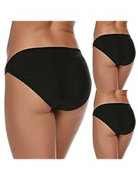 Ekouaer Pantaletas bikini de dama sin costuras con microfibra y tirantes, cortas, Paquete de 3, colores surtidos