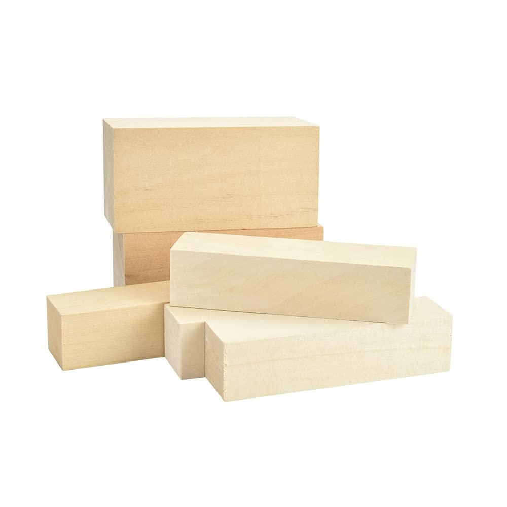 Hopbucan Basswood Carving Wood Natural Blanks Balsa Wood for Carving Wood Blocks Untreated Carving Block Carving Blanks for Craft