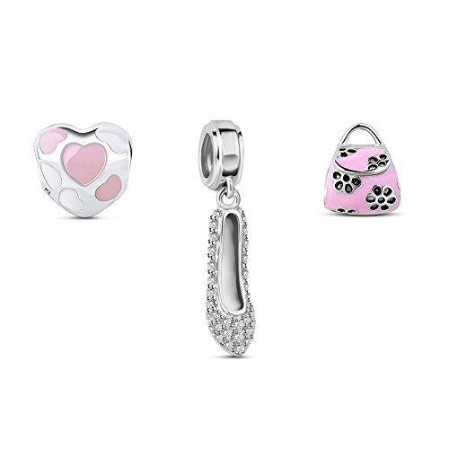 TinySand 925 Sterling Silver Blooming Flowers Charm Beads Set Fit For Pandora Style Charm Bracelet