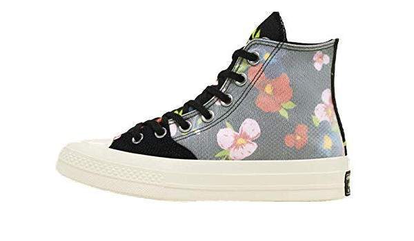 black converse with flowers
