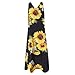 2020 Summer Long Dress for Womens Mlide Tank Top Sunflower Print V-Neck Beach Loose Dress Party Fashion V-Neck Gown Blackthumb 4