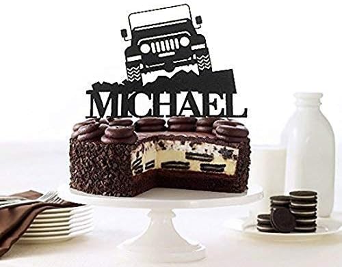 Jeer2 Off Road Jeep Cake Toppers Happy Birthday Name Customized |Truck Theme Birthday Personalized Cake Decoration Favors Party Cake Decorating Supplies 636364
