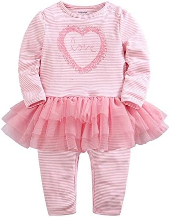 Baby Girls Romper Tutu Dress Newborn Clothes Infant Cotton Love Print Long Sleeve Bodysuits