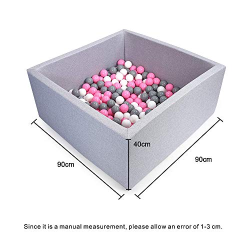 Triclicks Deluxe Kids Ball Pit Kiddie Balls Pool Soft Baby Playpen Indoor Outdoor - Ideal Gift Play Toy for Children Toddler Boys Girls (Square Ball Pool - Grey)