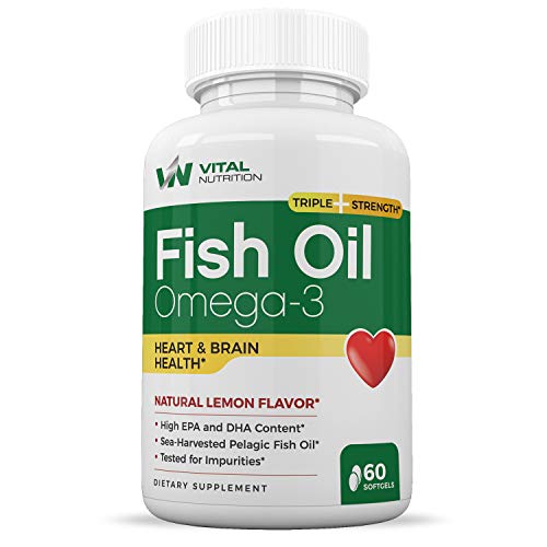 Omega 3 Fish Oil Triple Strength Supplement - Promotes Heart & Brain Health - Immune Support, Stronger Joints & Healthier Skin - Improved Eye & Skin Health - High EPA & DHA Content - 1200mg