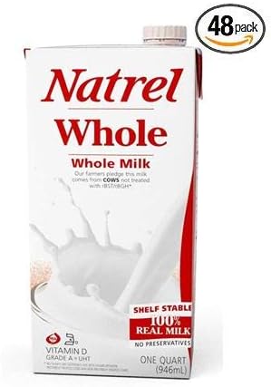 Natrel Whole Milk, 32 Ounce - Pack of 48