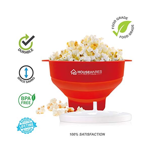 Collapsible-Silicone-Microwave-Hot-Air-Popcorn-Popper-Bowl-with-Lid-and-Handles-Red Collapsible Silicone Microwave Hot Air Popcorn Popper Bowl With Lid and Handles (Red)