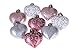 Clever Creations Christmas Heart Ornament Set Small Pink and White Heart with Glitter | Lightweight Shatter Resistant Design | 8 Pack | Festive Holiday Decor | 2