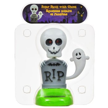 Solar-powered dancing halloween ~ skull with ghost and r.i.p. hea…