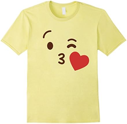 Mens Emoji Group Costume Idea Shirt - Kiss Emoji Emoticon Large Lemon