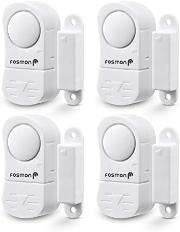 Fosmon Wireless Entry (4 Pack), Alert Alarm Safety System (2 Function 90db Chime) Burglar Security Sensor for Door, Window, Home, Business, Garage