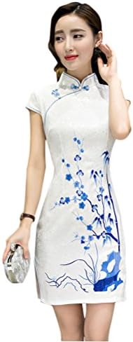 Classic QiPao Cheongsam Chinese Women Floral Dress Improved Evening Dress (XXL)