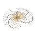 Urban CoCo Women's Feather Beads Net and Veil Fascinator Hair Clip Hat for Cocktail Party (Rice)