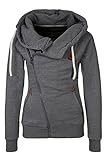 Kisscy Women's Inclined Zip Up Fleeces Inside Thick Hoodies Sweatshirt Jacket