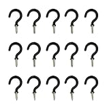 Aoyoho 60Pcs Vinyl Coated Screw-in Ceiling Hooks Cup Hooks Light Hooks(Black)