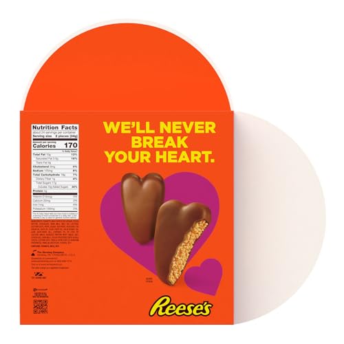 REESE’S MILK CHOCOLATE PEANUT BUTTER SNACK SIZE HEARTS, VALENTINE’S DAY CANDY GIFT BOX, PERFECT VALENTINES DAY GIFT FOR HIM, HER, OR KIDS, FOOTBALL PARTY SNACKS, 28.8 OZ