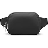Bomvabe Black Fanny Pack 1L for Women with 2-way Zipper, Small Belt Bag with Adjustable Strap 53", Fashion Waist Bag with Multiple Pockets, Crossbody Bag for Travel Gym Running Hiking Cycling