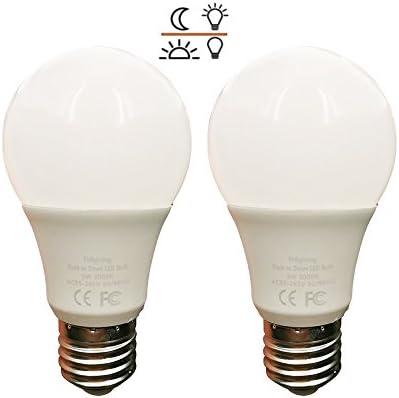 2 Pack Dusk to Dawn 5W LED Light Bulb 30 Watt Equivalent Soft White 3000K Light Sensor Bulb Sensor Light Security Bulb with Photosensor Detection E26 (A15-5W-3000K)