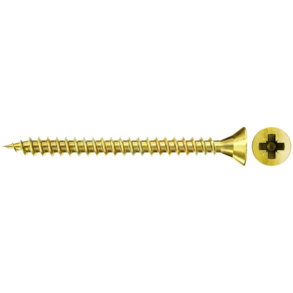 fischer Chipboard Screw 4.0 x 35 Countersunk Head Yellow Galvanised Full Thread Phillips PZ — image 1