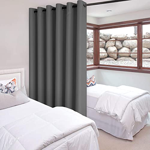 DWCN Tenda divisoria termica e oscurante a 1 pannello con occhielli, protegge la privacy, per porta patio, soggiorno, camera da letto e ufficio condiviso, 274 x 213 cm (L x H), grigio scuro