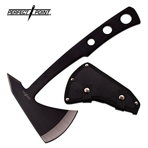 Perfect point throwing axe overall satin stainless steel, black