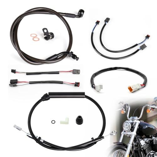 Photo 1 of Tigersgate 12" Softail Cables Kit Handlebar Extended CAN-Bus/Front Turn Signal/Brake Line/Clutch Cable/TBW Wires for 2020-2021 Softail with ABS, Black