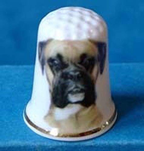 Porcelain China Collectable Thimble -- Boxer Dog