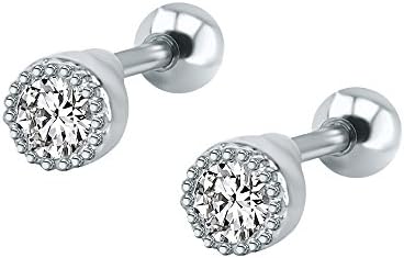 16g Sparkling Cubic Zirconia Stainless Steel Stud Earrings Tragus Helix Conch Cartilage Ear Piercing