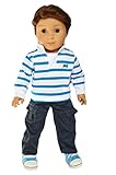 Brittany's My Blue Striped Shirt and Pants Compatible with American Girl Boy Dolls-18 Inch Doll Clothes (Logan Doll is not Included)
