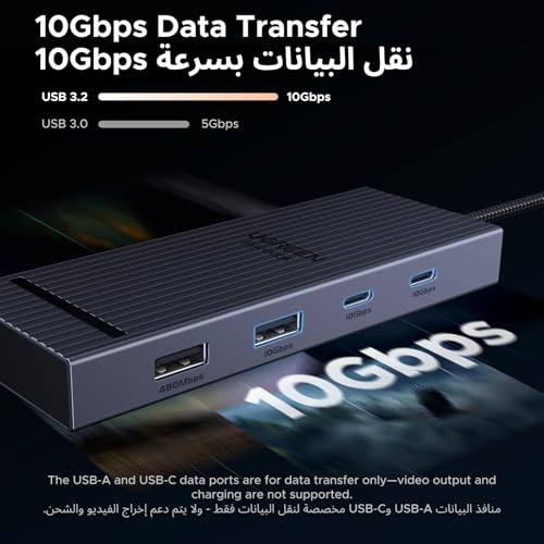 UGREEN 2025 Revodok Pro 8 in 1 USB C to 4K 60Hz HDMI Adapter Hub, Fast SD/TF Card Reader [170Mb/s], 10Gbps USB-C&A Data Ports Docking Station, 100W PD Charging for iPhone 17, MacBook Pro, Windows