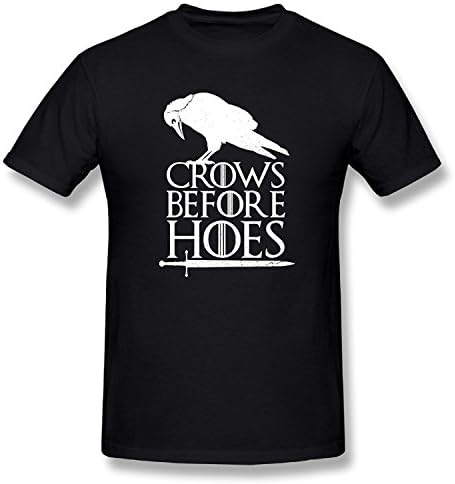 SEagleo Men's Game Of Thrones Season 6 Jon Snow Crows Before Hoes T-shirts Black Medium