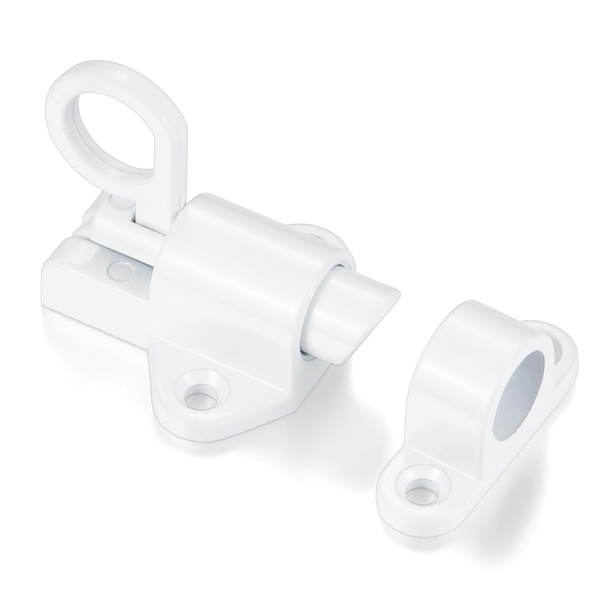 Photo 1 of Wocoe 3 Packs White Self-Closing Spring Door Locks - Premium Aluminum Alloy Resilient Bolt Latch with Automatic Spring Barrel Mechanism, Includes Screws, Suitable for Gates, Windows, and Cabinets