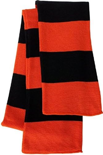 SWU(tm) Rugby Striped Knit Scarf Orange/Black