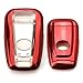 iJDMTOY Chrome Finish Red TPU Key Fob Protective Case w/Button Cover Compatible with 2017/2018-up Toyota Camry Prius Prime Mirai C-HR, etc w/Push Start Engine Feature