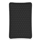 Fintie Silicone Case for All-New Amazon Fire HD 10 Tablet (7th Generation, 2017 Release) - [Honey Comb Series] [Kids Friendly] Light Weight Shock Proof Back Cover for Fire HD 10.1" Tablet, Black