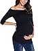 AnnAnn Womens Maternity Tunic Tops Off Shoulder 3/4 Sleeve Classic Side Ruched T-shirt Fitted Pregnancy Clothes, Black, Small