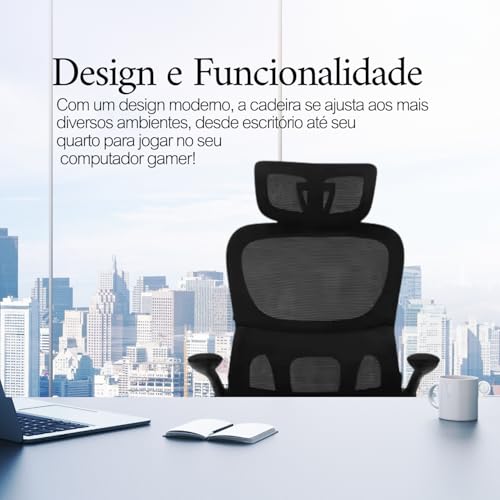 Cadeira de Escritório Ergonomica Vmstark Cadeira Presidente Confortável Home Office Preta (Preto Fosco)