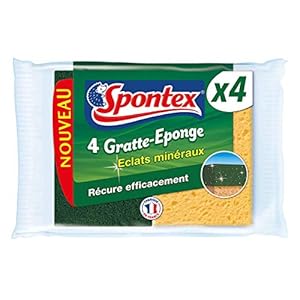 Spontex Eclats Mineralen, schuurspons, 8 groene schuursponzen, met silicamineralen, 2 verpakkingen met 4 sponzen