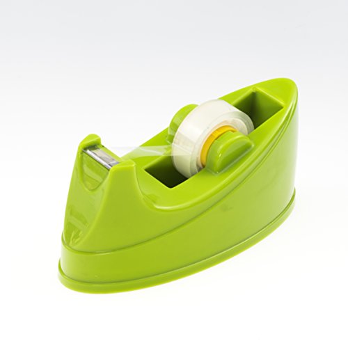 Prosun Desktop 1/4'', 1/2'' Tape Dispenser Office and School Clear Tape Cutter, Modern Simple Design, TG07-GRN