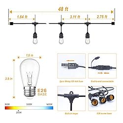 Afirst Outdoor Edison String Lights 48FT - Patio