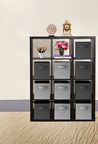 ( 10-Pack, 5 Grey 5 Black) Storage Bins, Containers, Boxes, Tote, Baskets| Collapsible Storage Cubes For Household Organization | Fresh Jumbo Fabric & Cardboard| | (5 Black, 5 Grey, 10)