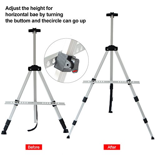 T-Sign 72'' Tall Display Easel Stand, Aluminum Metal Tripod Art Easel Adjustable Height from 22-72”, Extra Sturdy for Table-Top/Floor Painting, Drawing and Display with Bag, Sliver