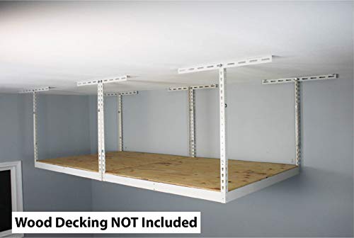 MonsterRax 4x8 Garage Storage Rack Without Decks - Height Adjustable Steel Overhead Storage Rack Fra - //coolthings.us